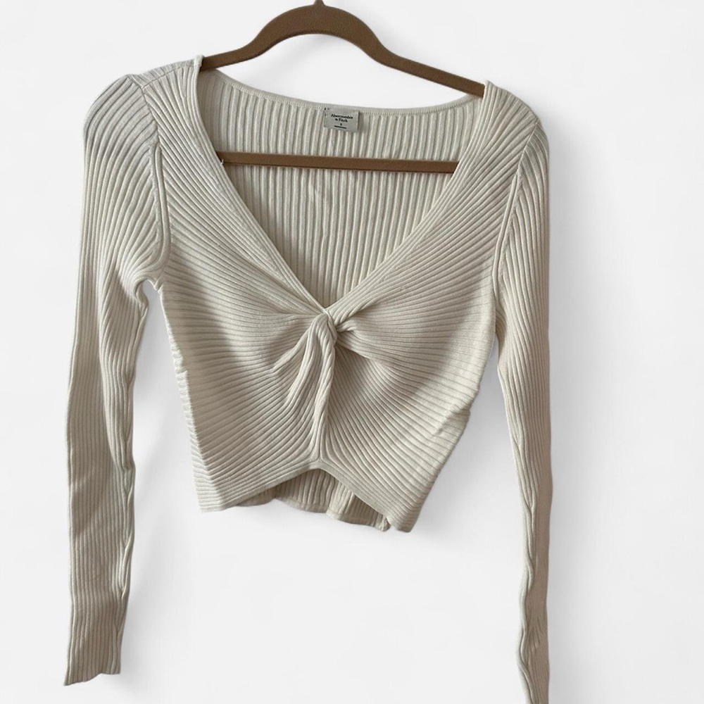Abercrombie & Fitch Cream Ribbed Crop Top